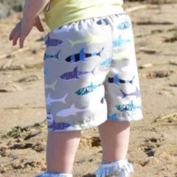 Swimzip Boys Shark Feast Swim Trunks Shorts With Liner Size 2T - Picture 2 of 10
